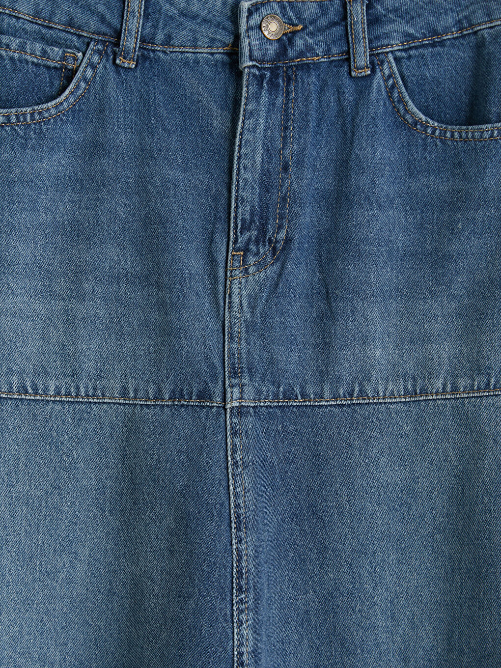 İndigo A Kesim Midi Jean Etek-6