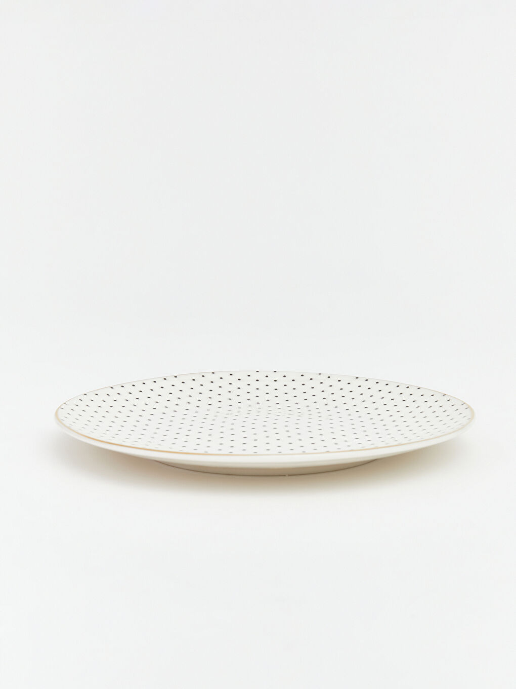 Πιάτο Πορσελάνης με Σχέδιο Πουά και Χρυσή Άκρη-2