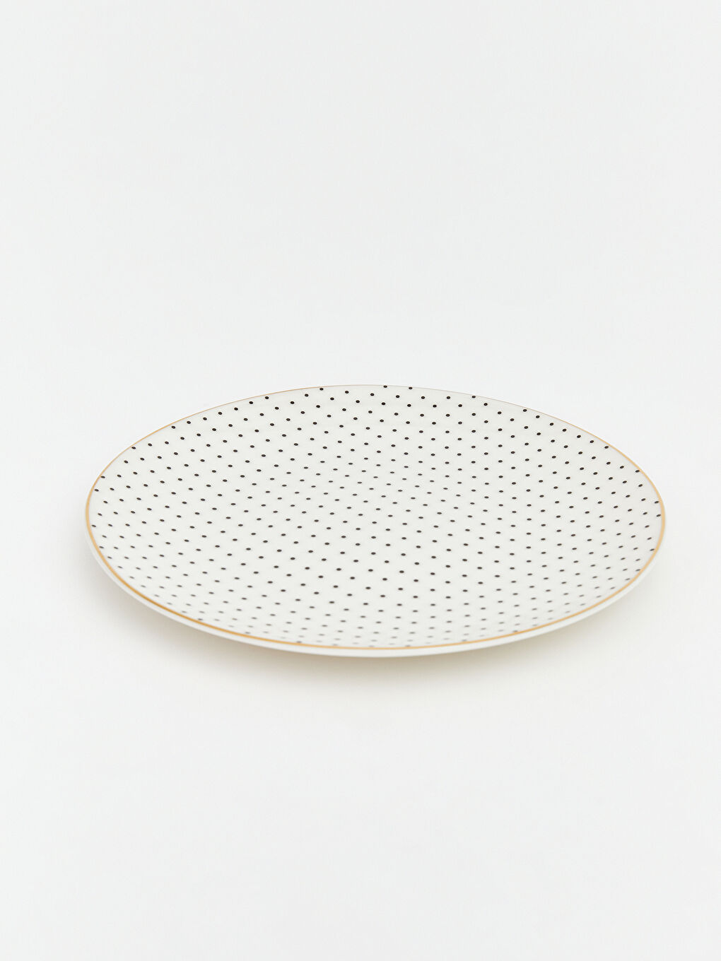 Πιάτο Πορσελάνης με Σχέδιο Πουά και Χρυσή Άκρη-1