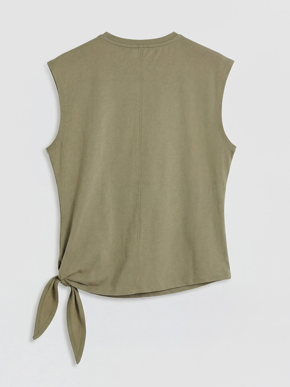Crew Neck Tie Detail Women's T-Shirt-5