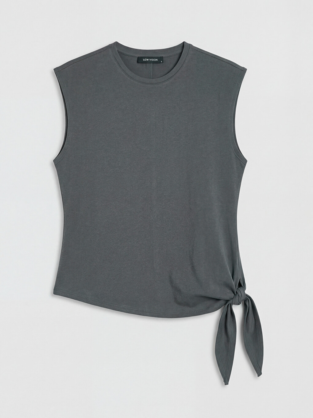 Crew Neck Tie Detail Women's T-Shirt-4