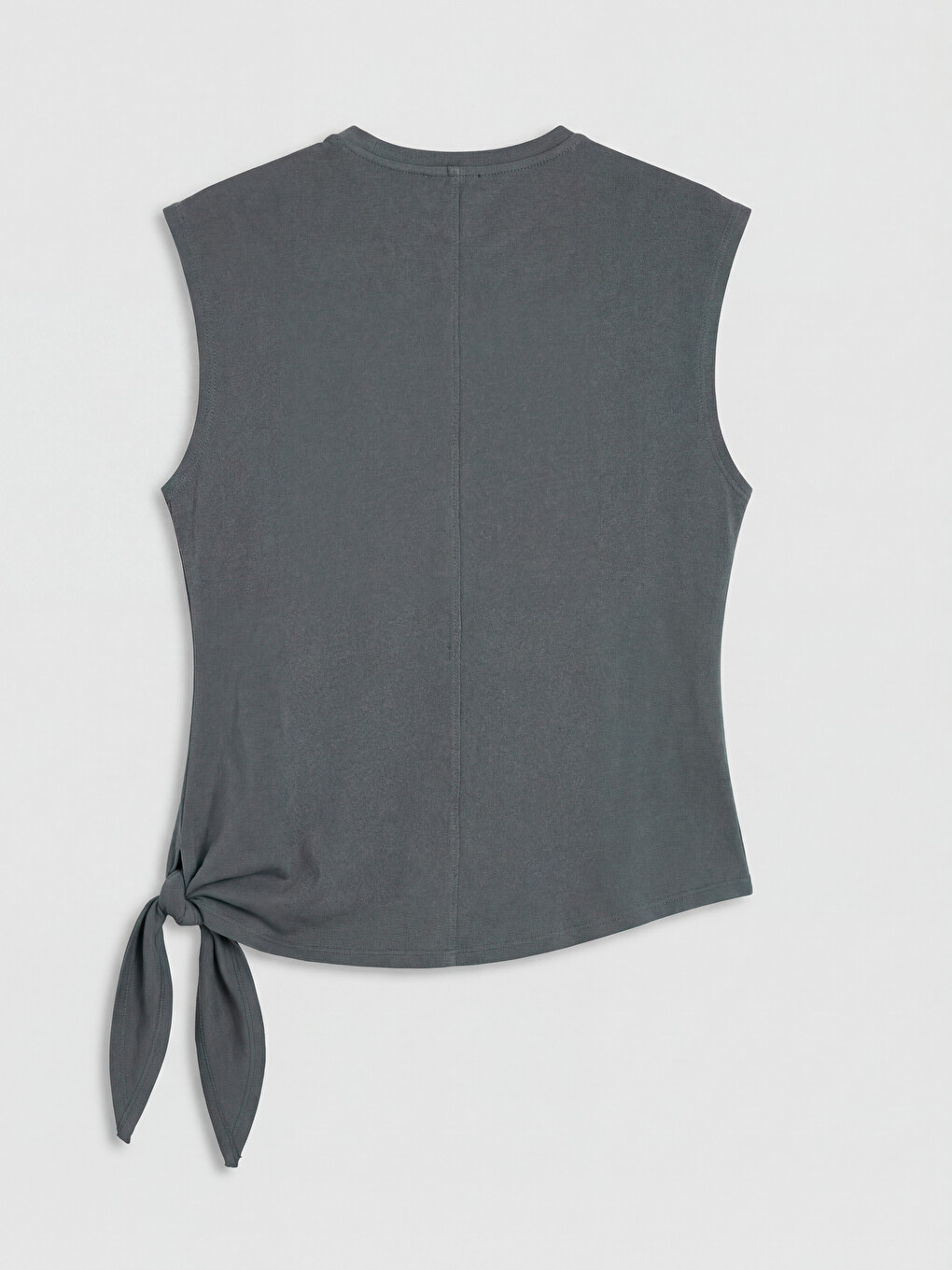 Crew Neck Tie Detail Women's T-Shirt-5