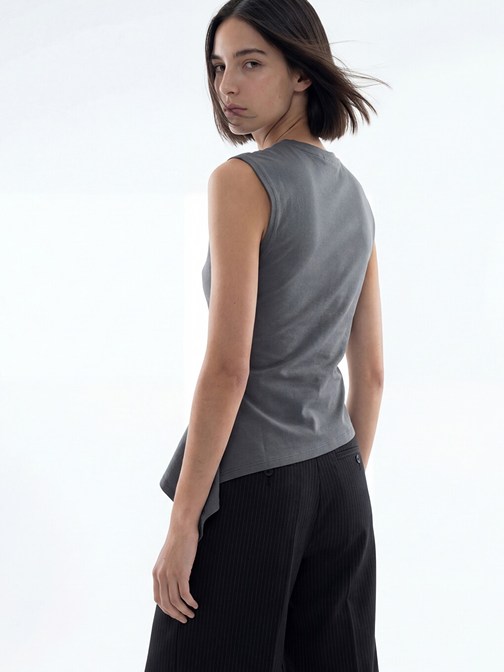 Crew Neck Tie Detail Women's T-Shirt-3
