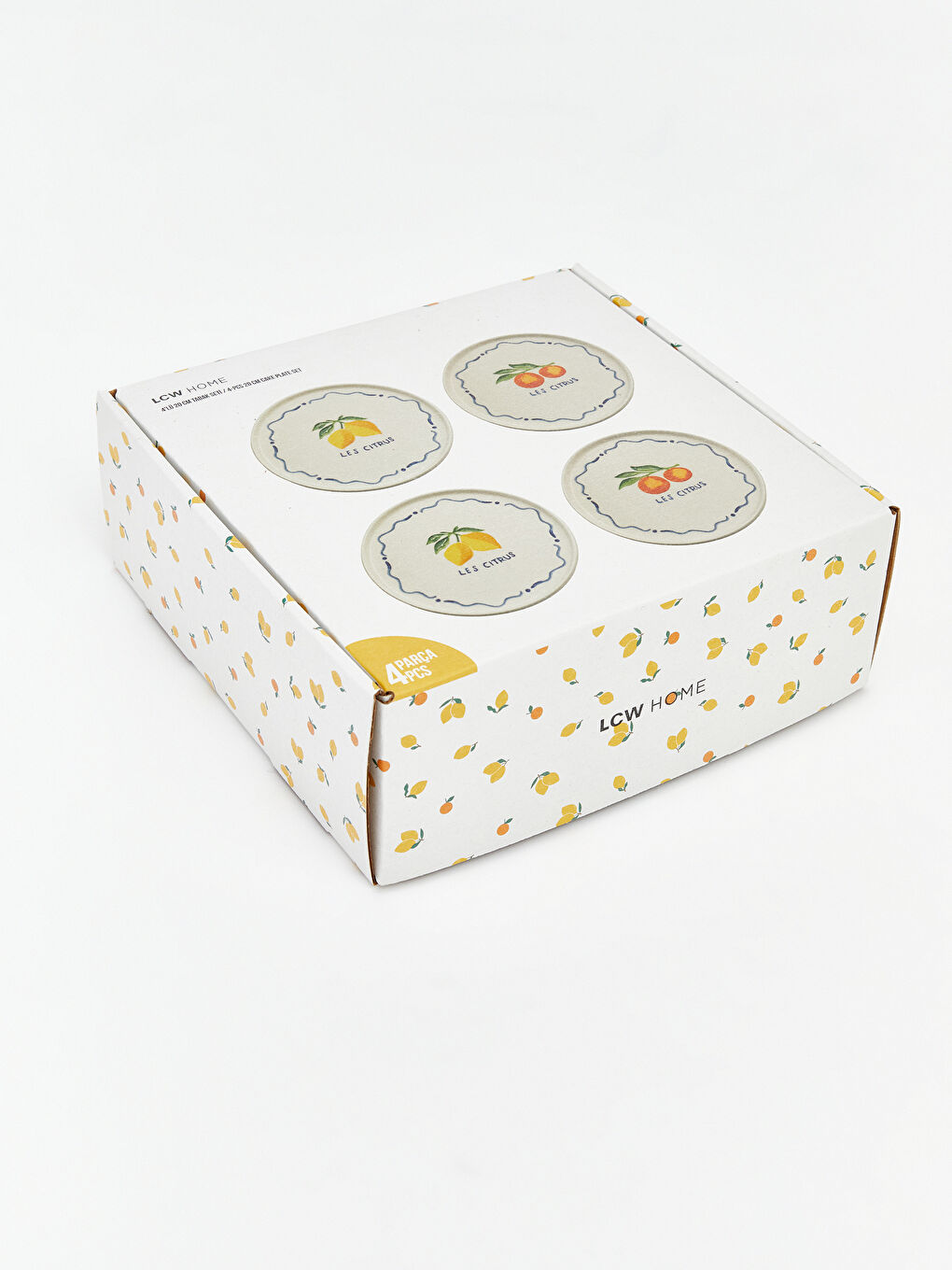 Karışık Limon Baskılı Seramik Pasta Tabağı 4'lü 20 cm-8