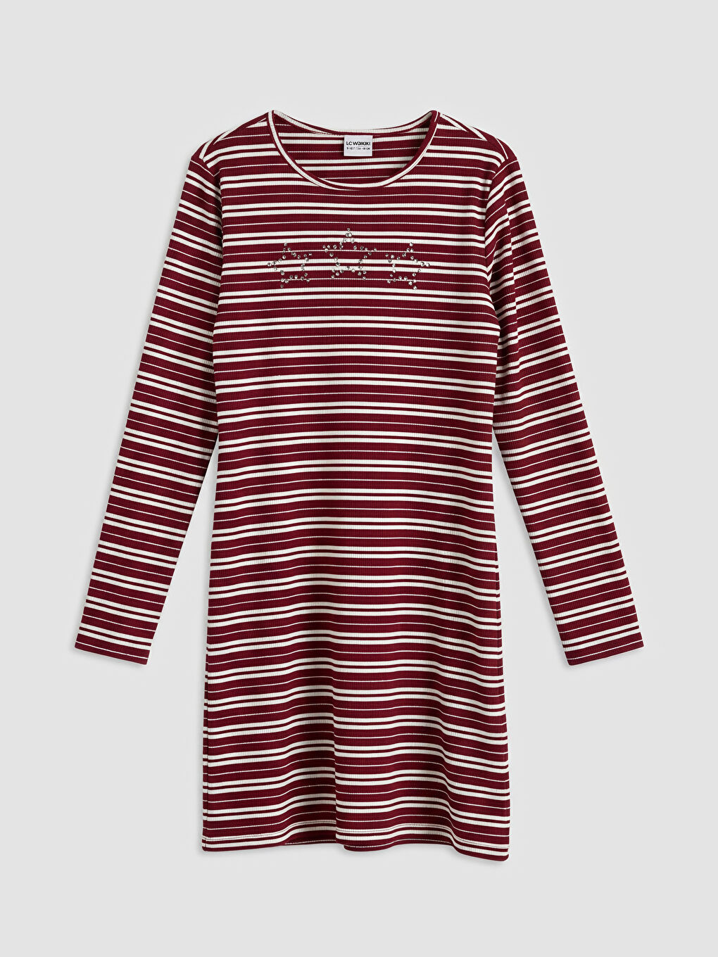 Kırmızı Bisiklet Yaka Taşlı Kız Çocuk Elbise