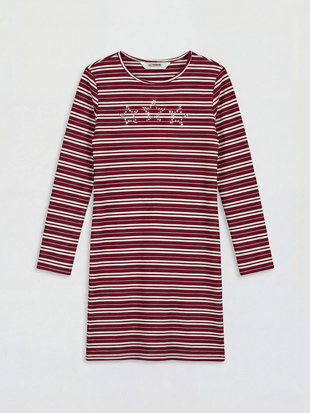 Kırmızı Bisiklet Yaka Taşlı Kız Çocuk Elbise