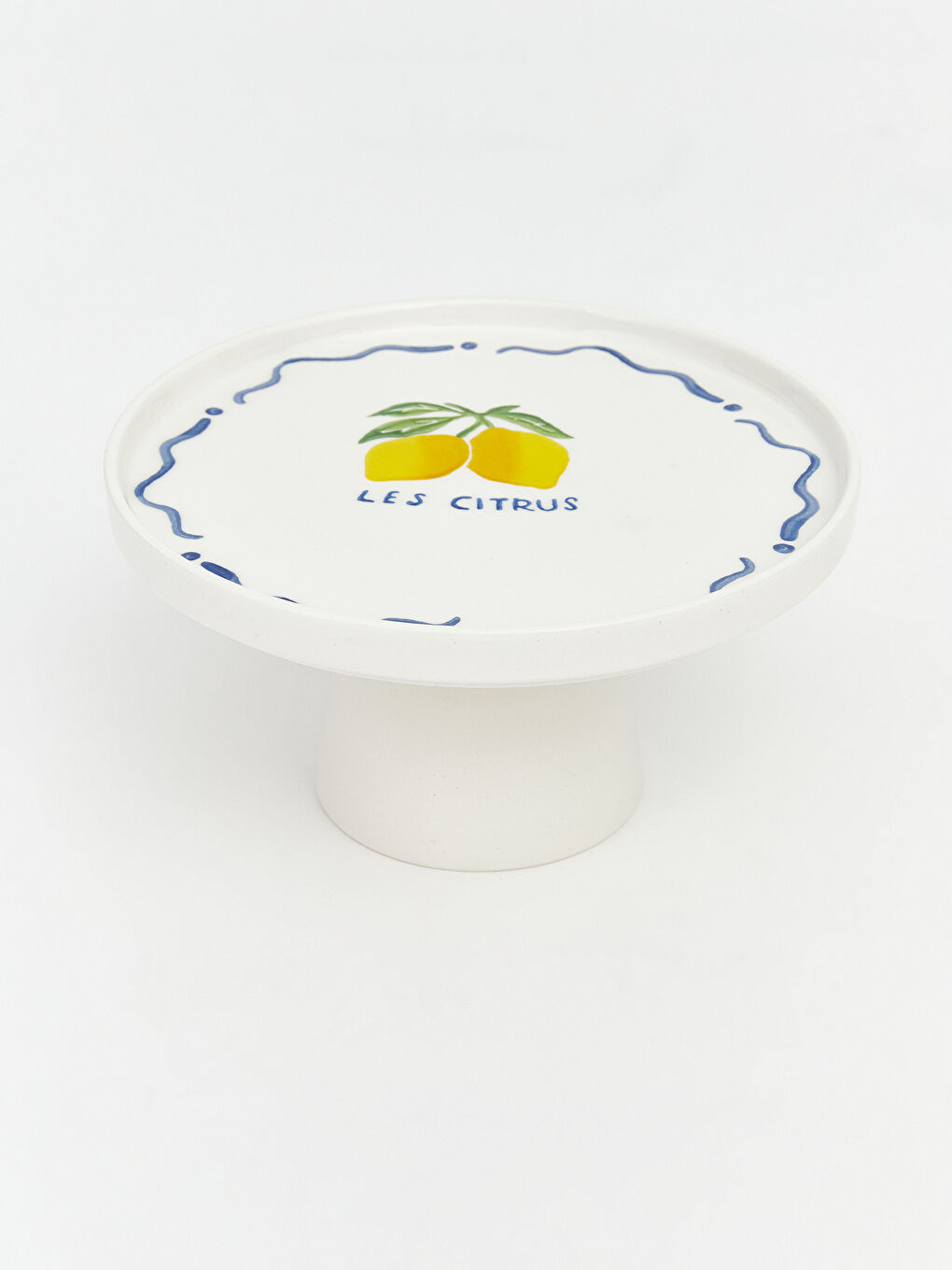 Karışık Yuvarlak Limon Baskılı Seramik Ayaklı Sunumluk-1