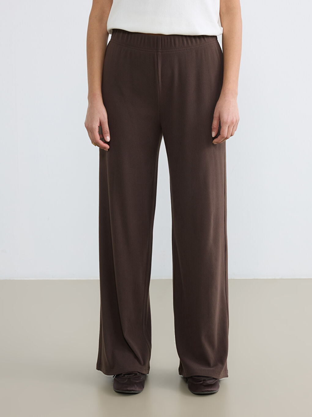 Женщины Коричневый Брюки-1