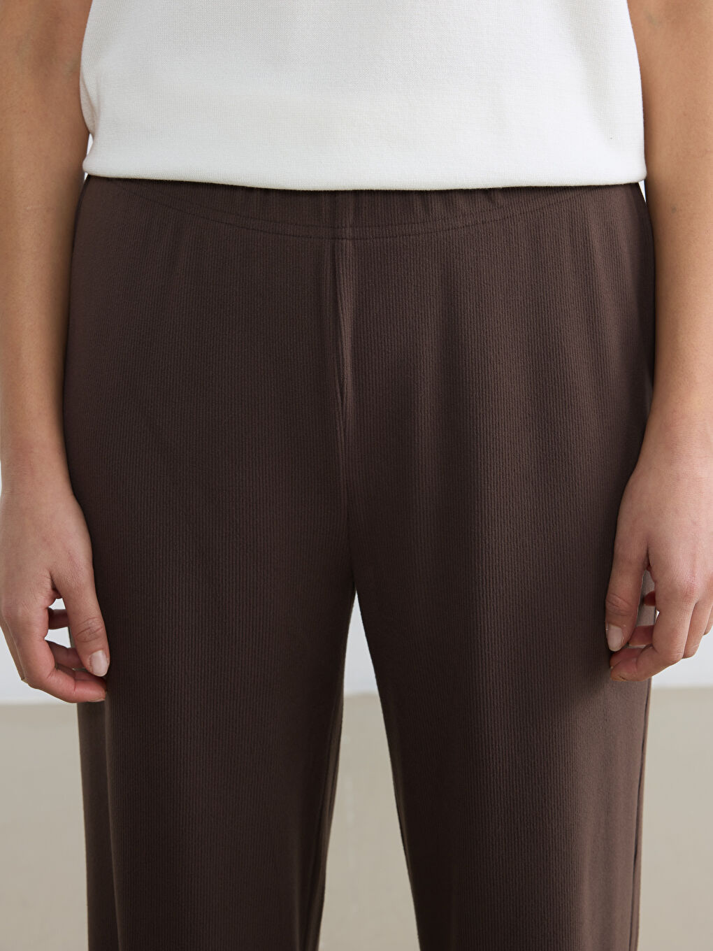 Женщины Коричневый Брюки-2