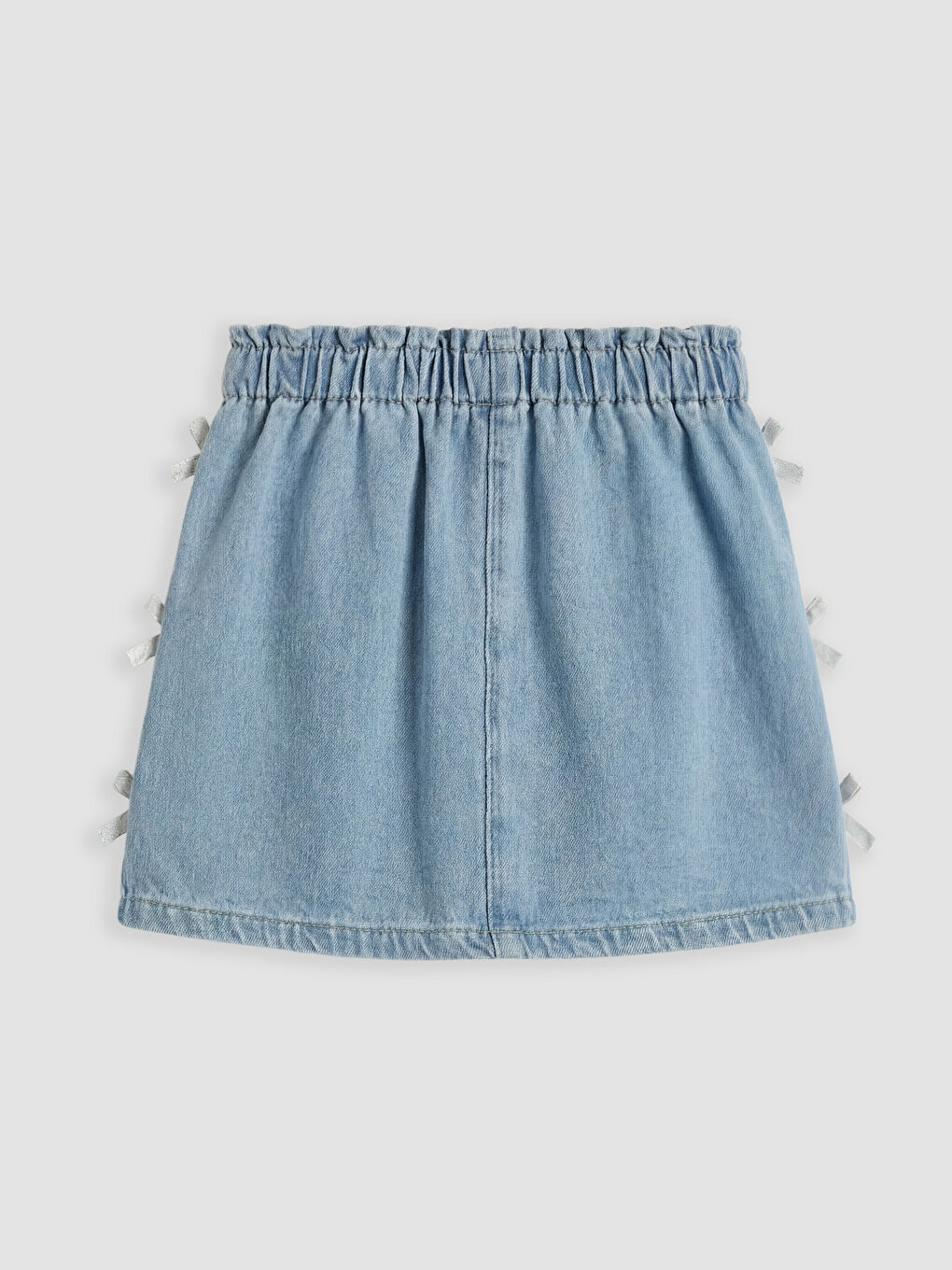 Elastic Waist Bow Detail Girls' Denim Skirt-1