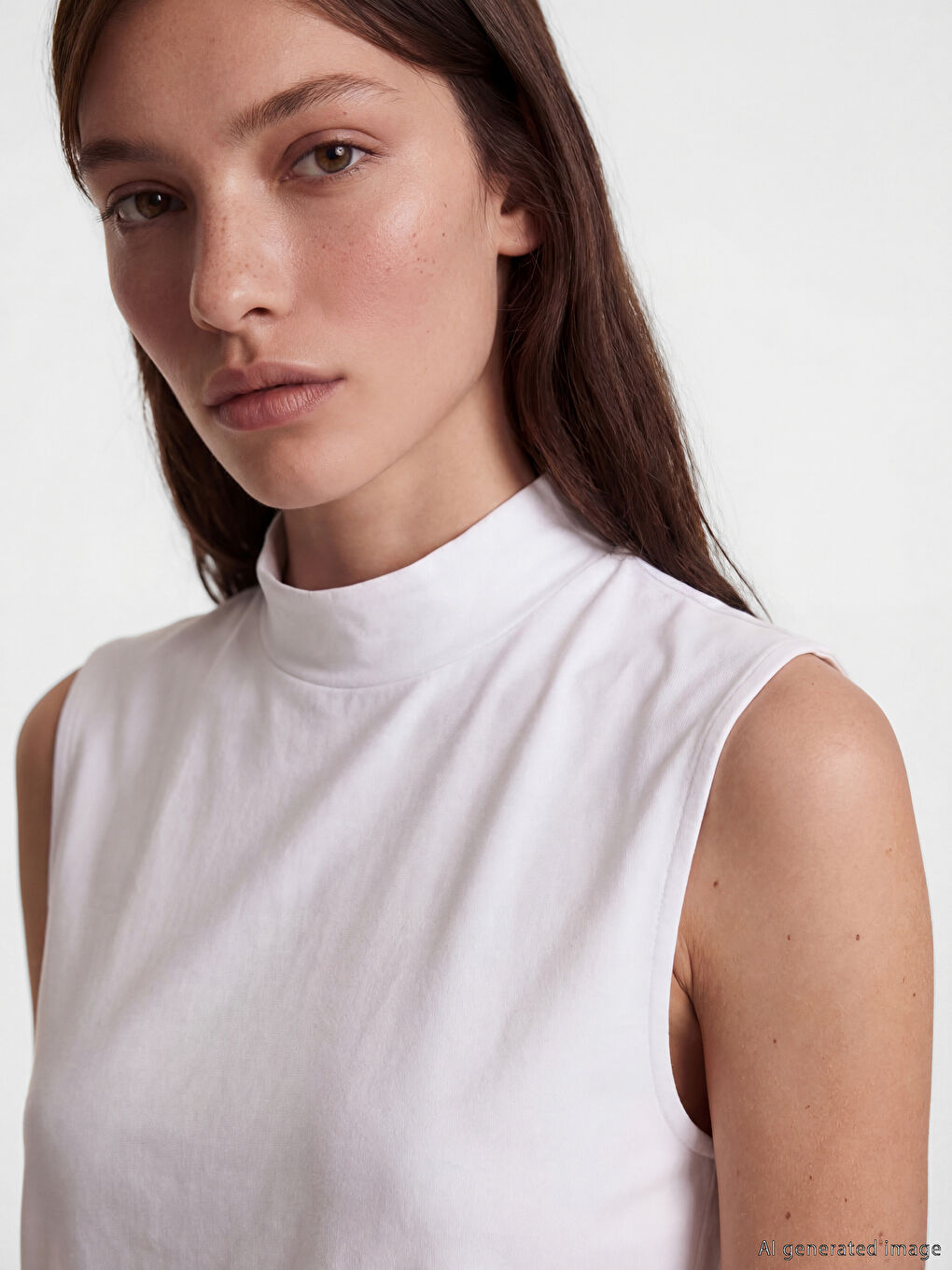 Beyaz Dik Yaka Kadın Atlet-2