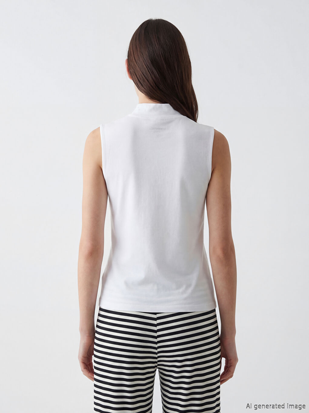 Beyaz Dik Yaka Kadın Atlet-3