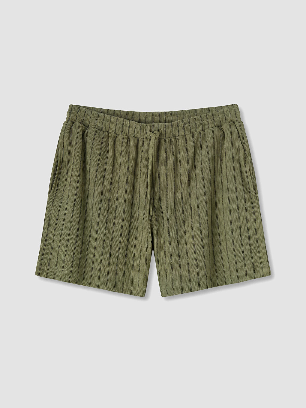 Elastische Taille Gestreifte Damen Shorts-3