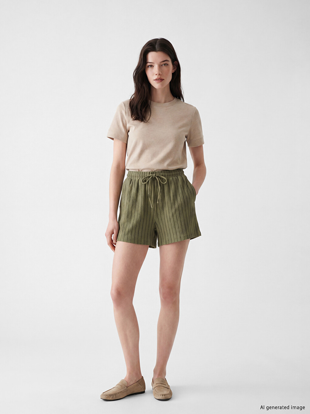 Elastische Taille Gestreifte Damen Shorts