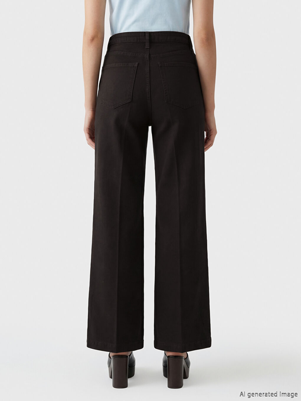 Kahverengi Wideleg Kadın Jean Pantolon-1