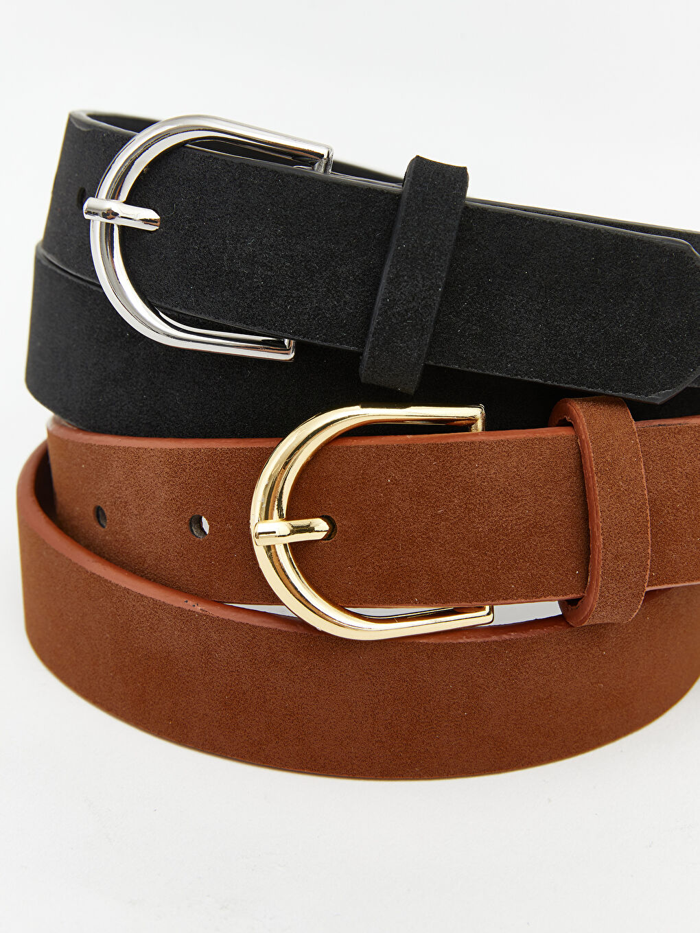 Siyah Süet Görünümlü Kadın Kemer 2'li-3