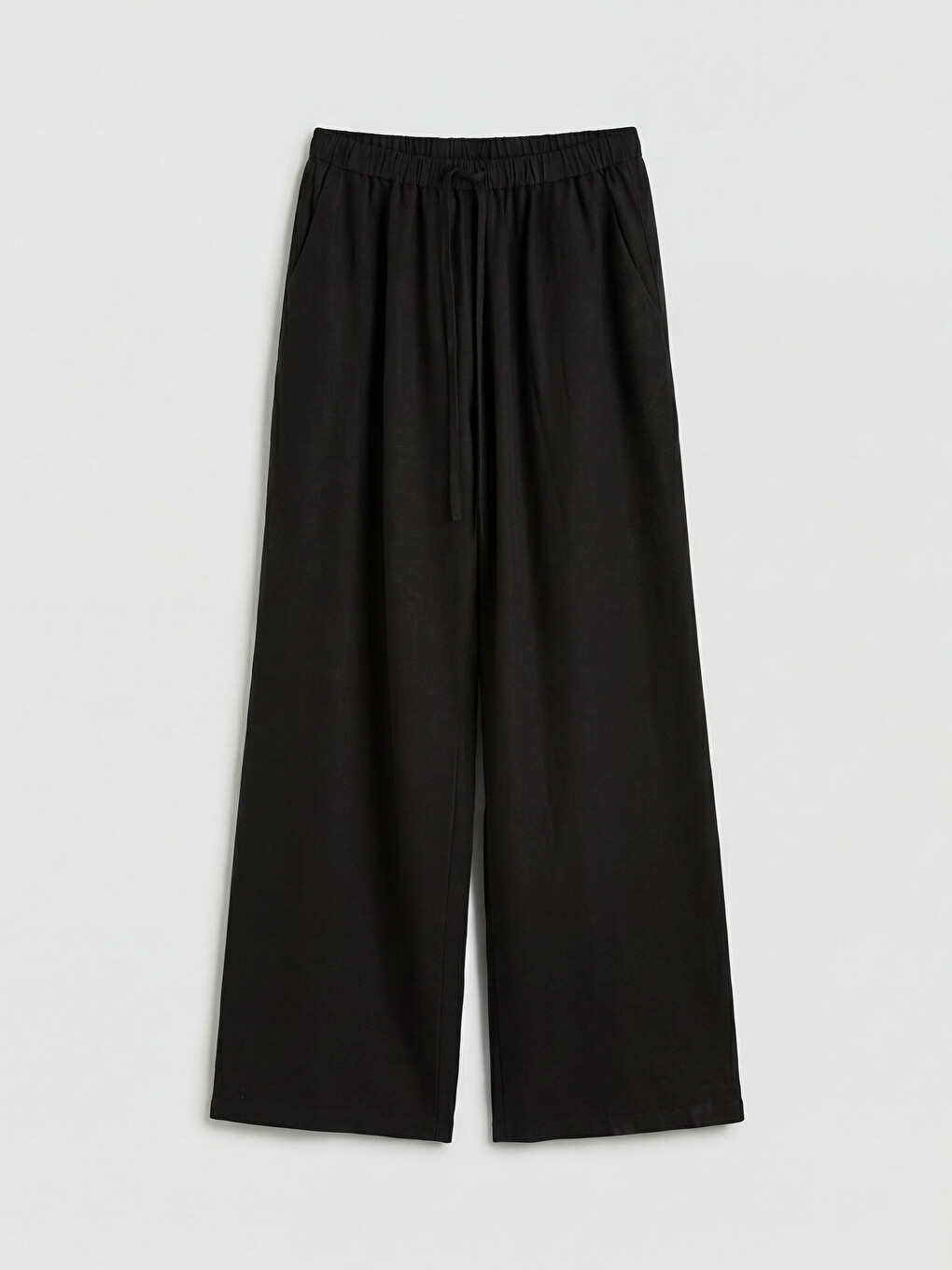 Elastic Waist Linen Blend Women's Trousers-4