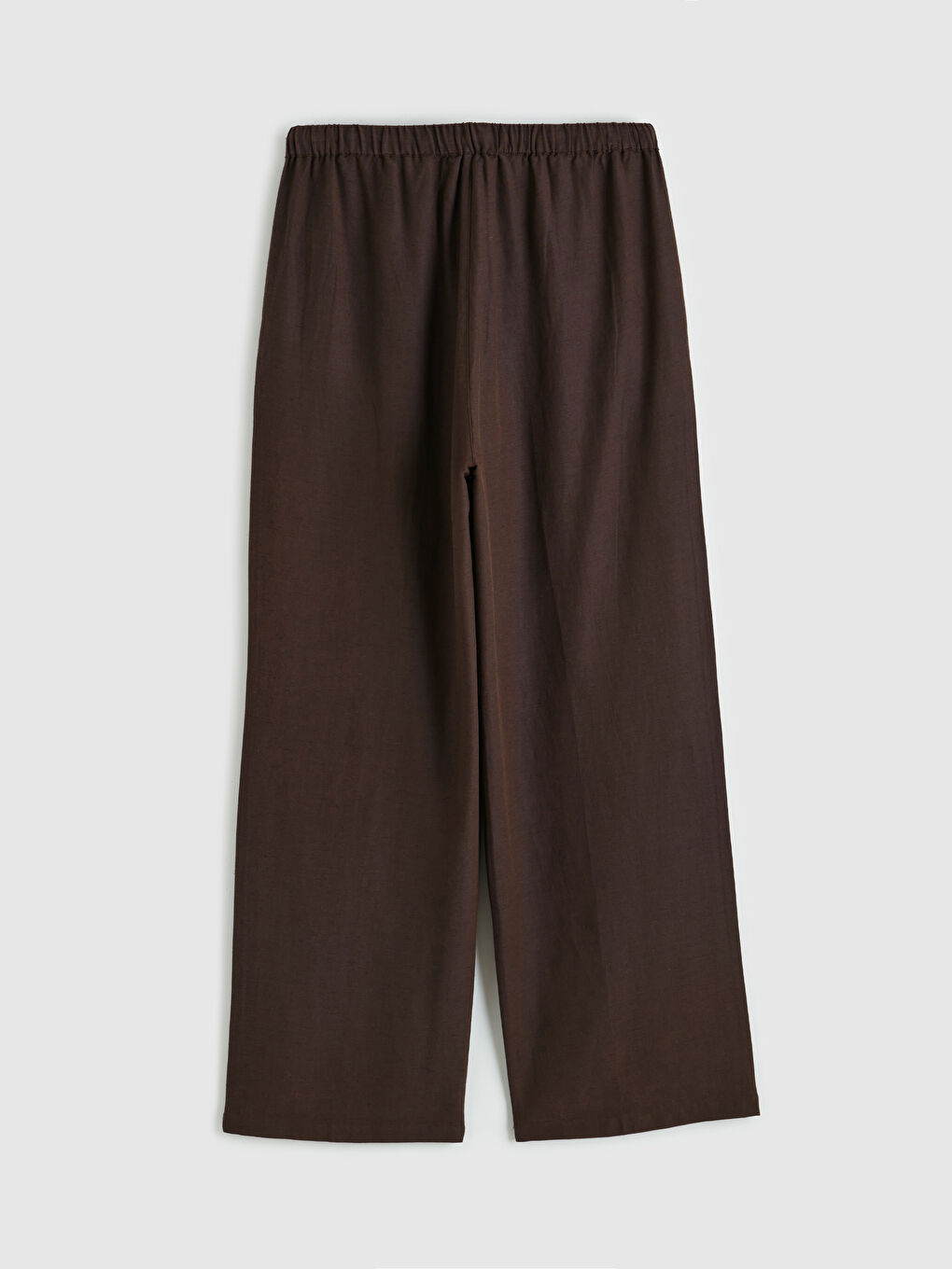 Pantaloni Femeie din Amestec de In cu Talie Elastică-5