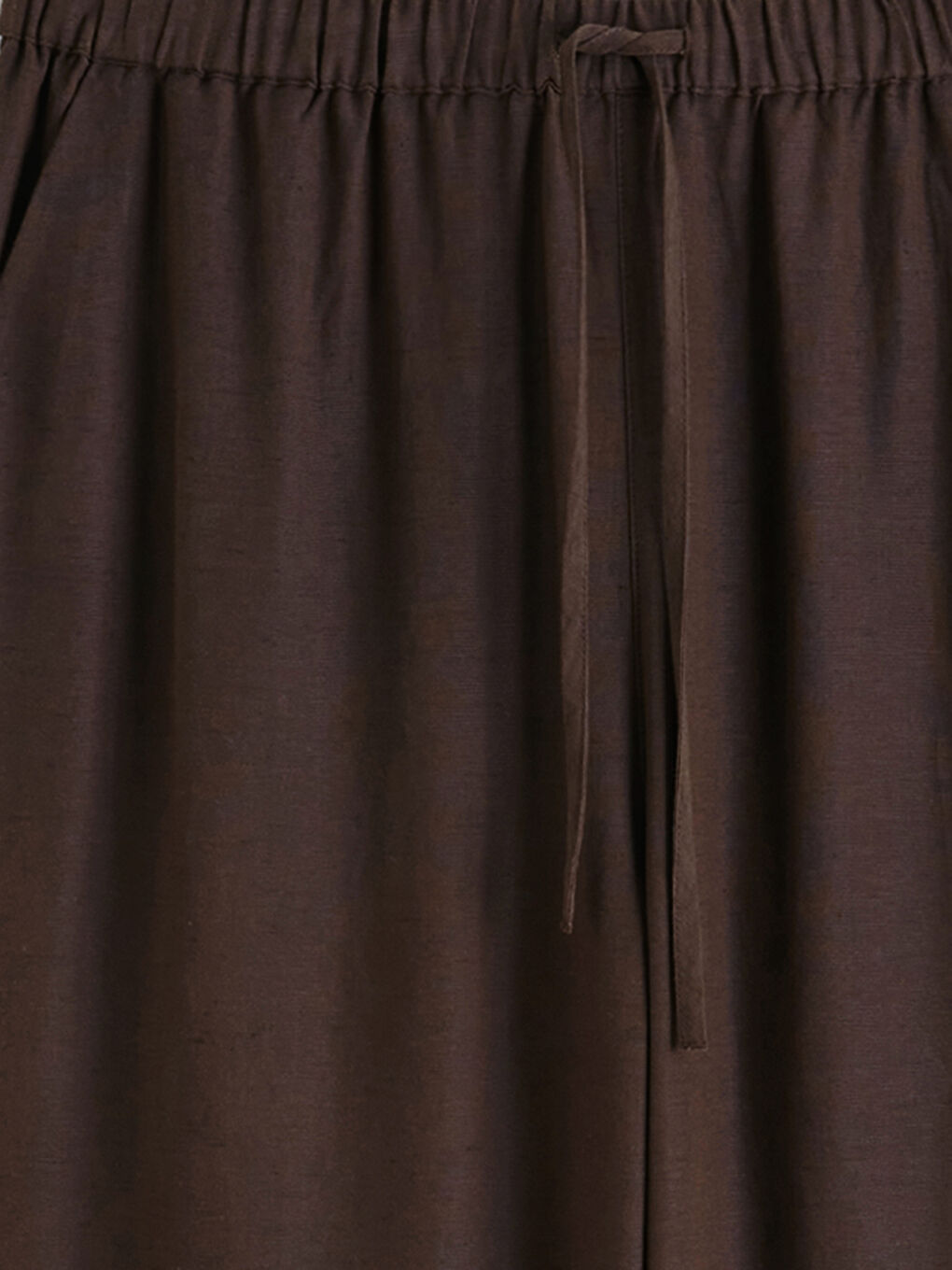 Pantaloni Femeie din Amestec de In cu Talie Elastică-6