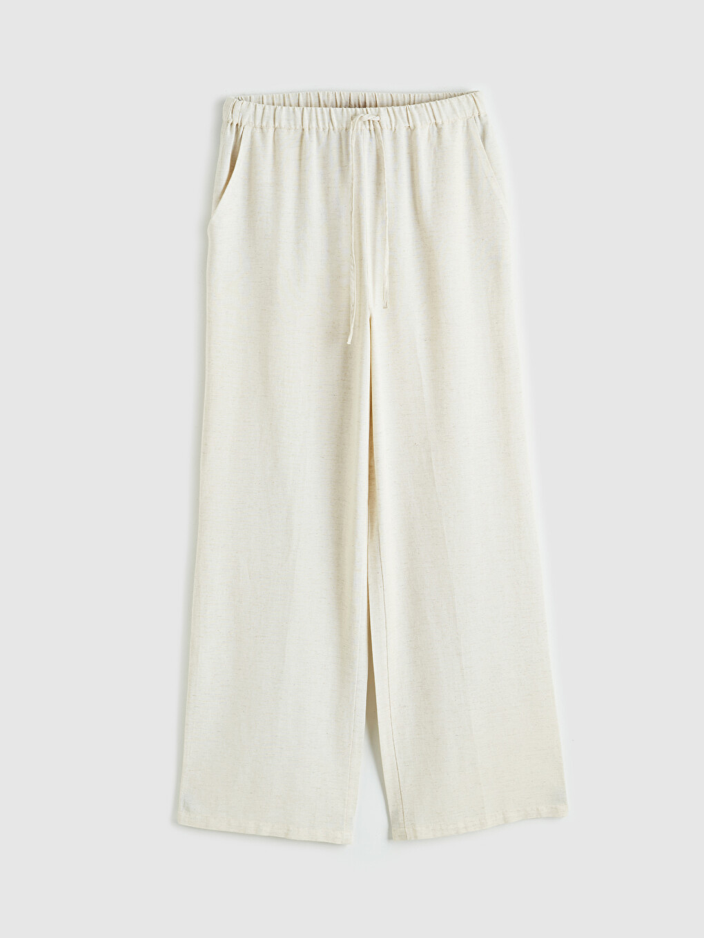 Elastic Waist Linen Blend Women's Trousers-4