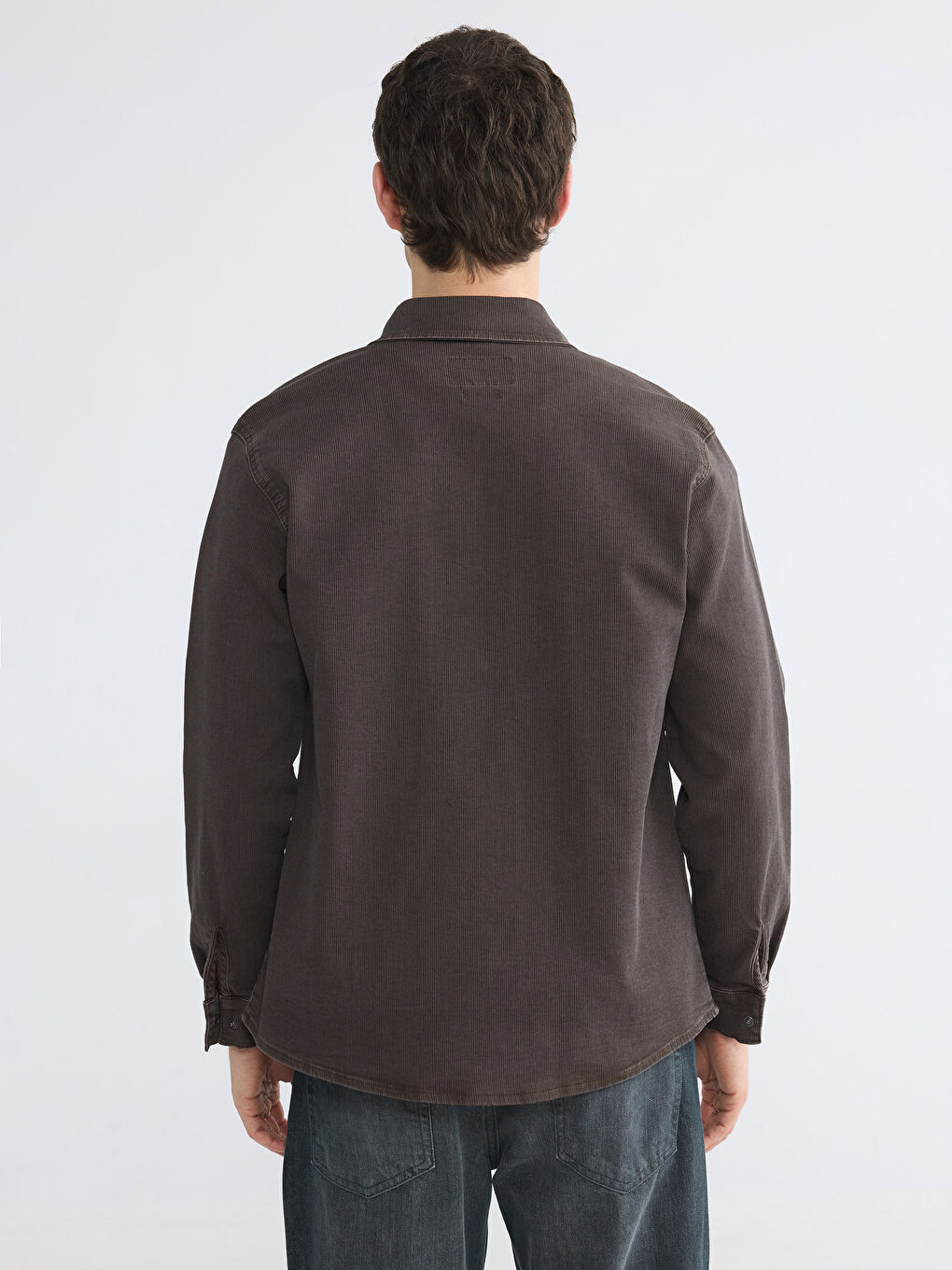 Kahverengi Regular Fit Erkek Jean Gömlek-3