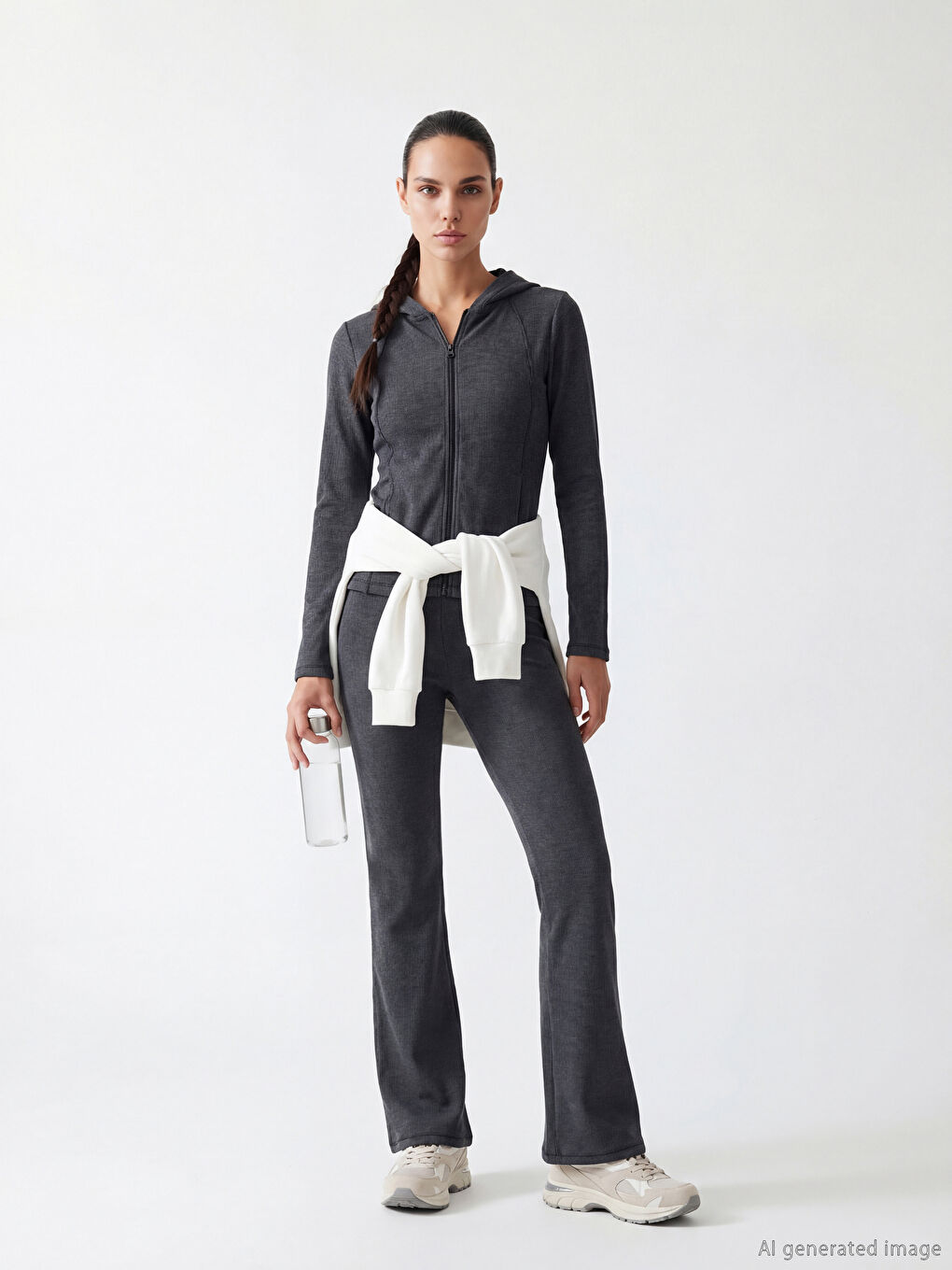 Женская мягкая толстовка на молнии с капюшоном и отверстиями для больших пальцев-1