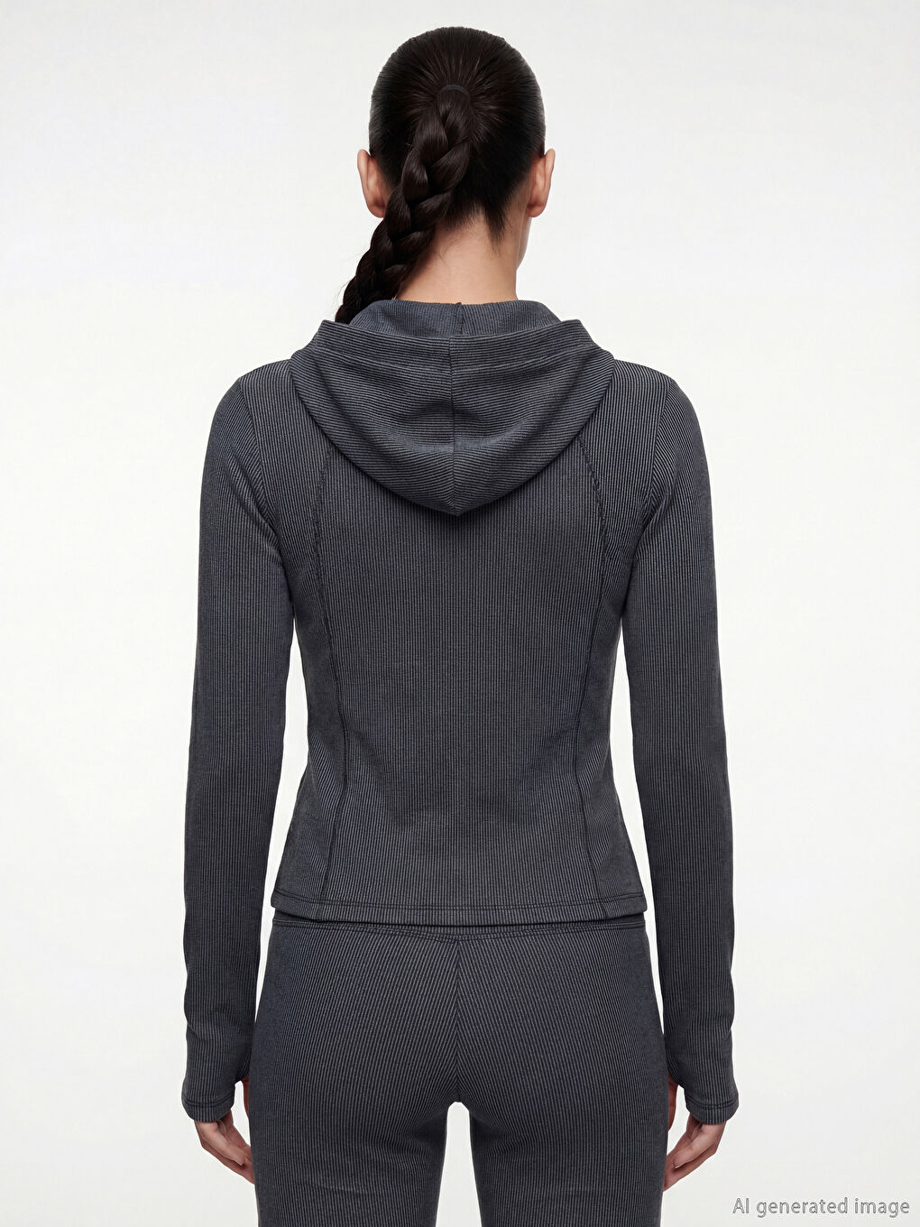 Женская мягкая толстовка на молнии с капюшоном и отверстиями для больших пальцев-3