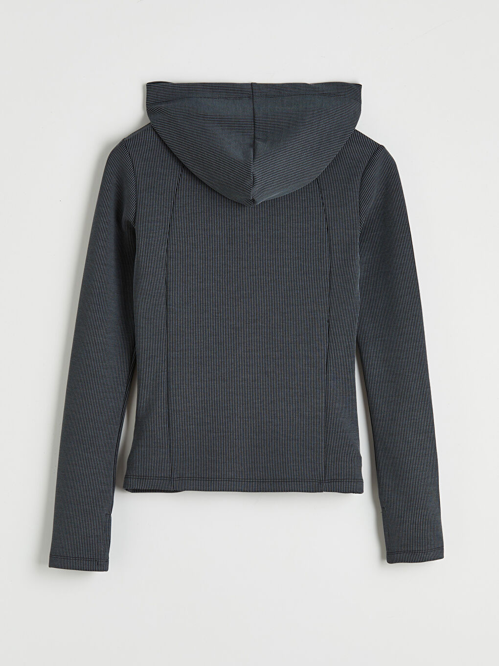 Antrasit Kapüşonlu Parmak Geçmeli Soft Touch Kadın Fermuarlı Sweatshirt-1