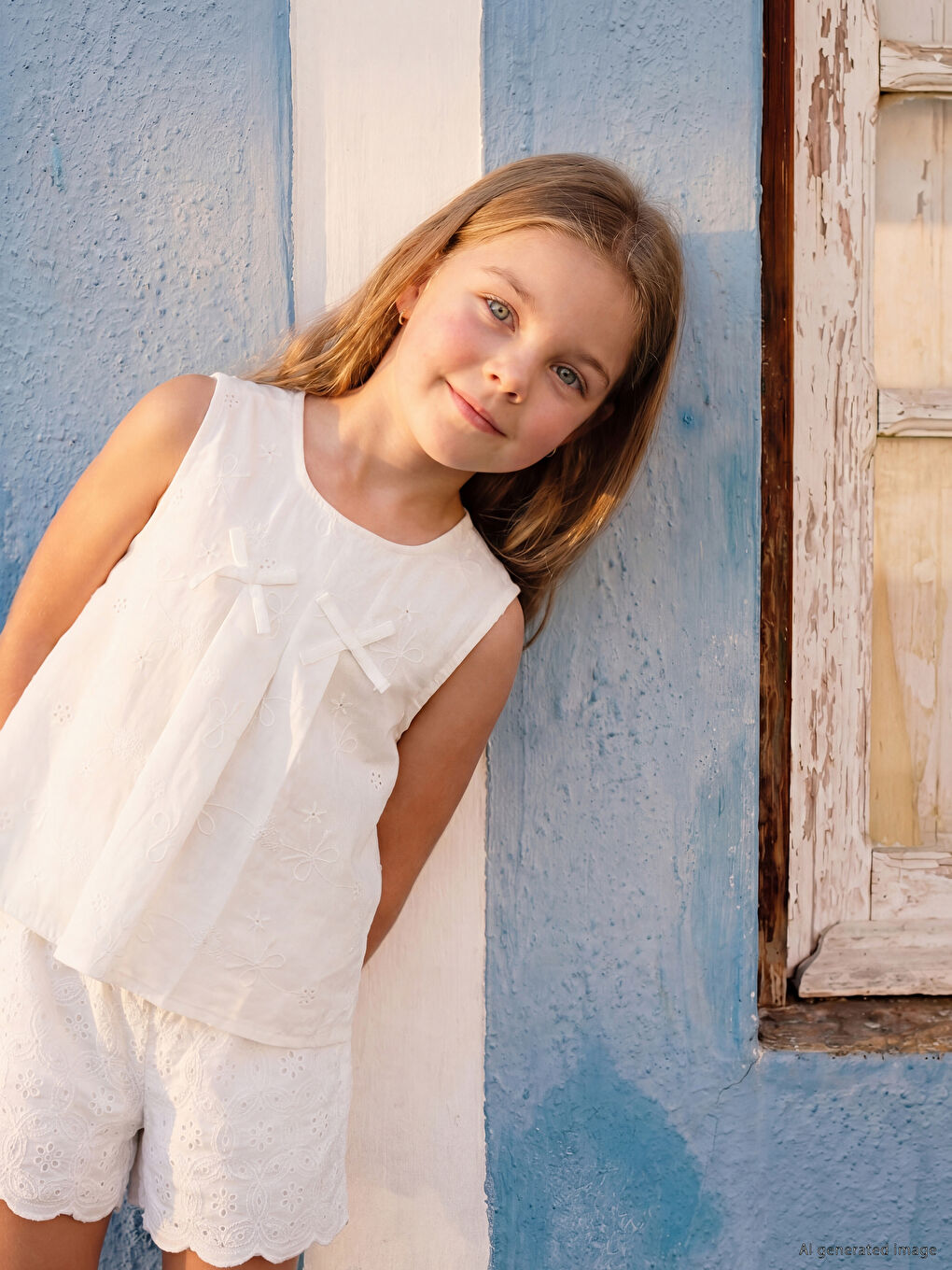 Bow Embroidered Girls' Blouse-1