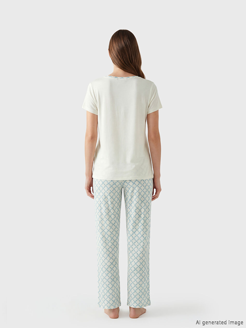 Yeşil Çiçekli Kadın Pijama Takım-3