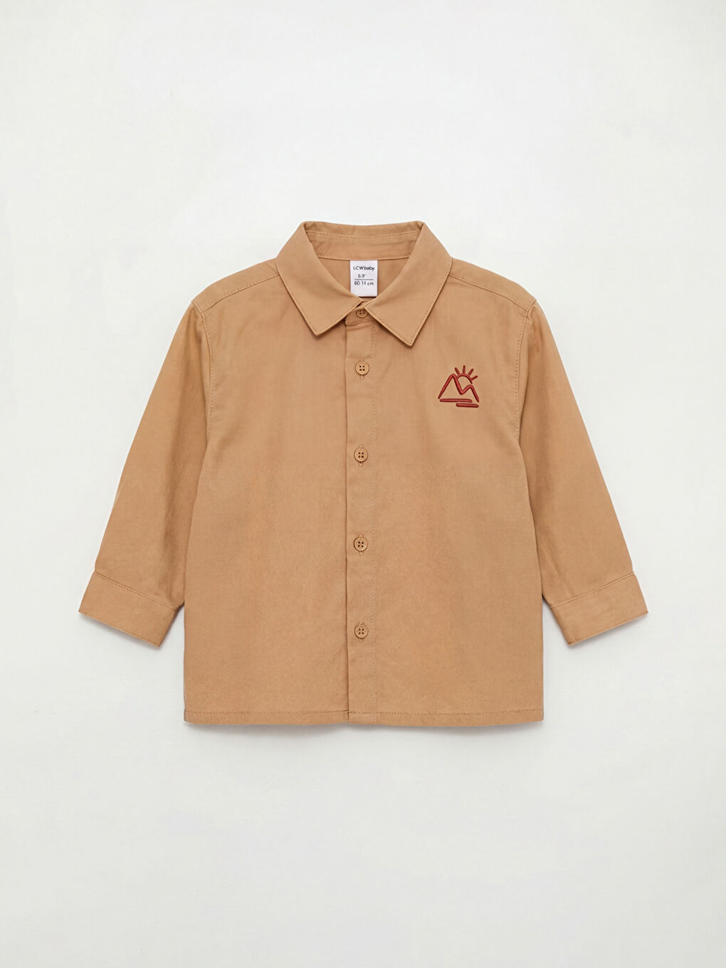 Bej Nakışlı Erkek Bebek Gabardin Gömlek ve Pantolon-1