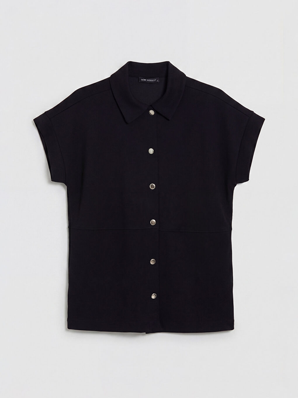 Siyah Kısa Kollu Oversize Kadın Gömlek