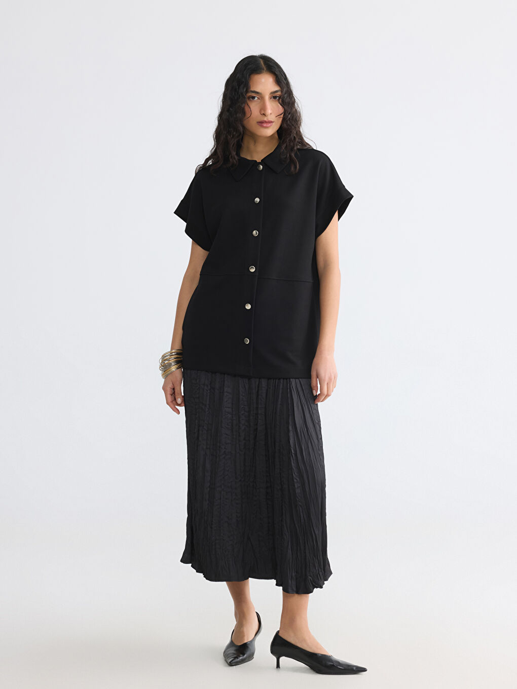 Short Sleeve Oversize Women's Shirt-1