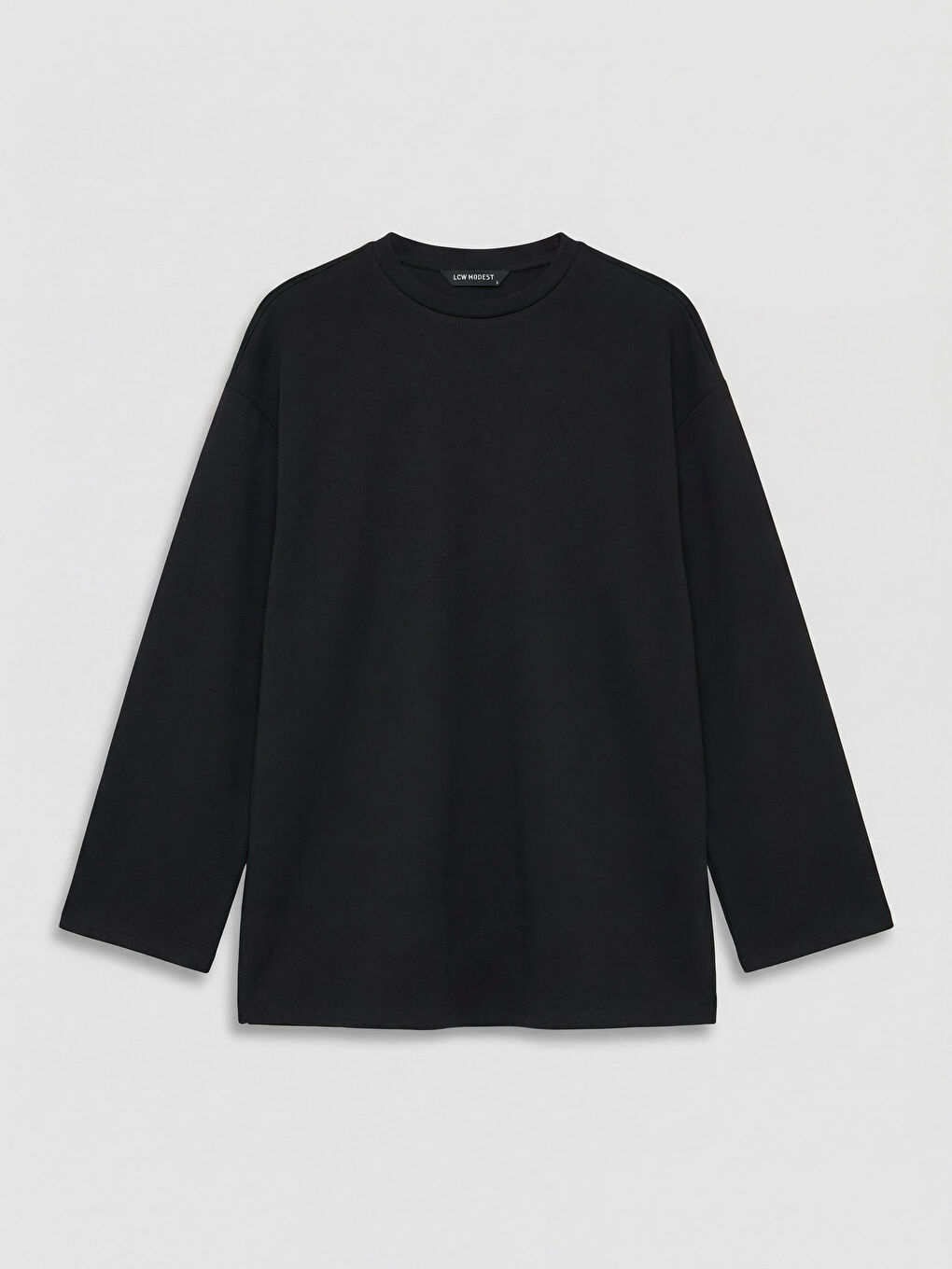 Siyah Bisiklet Yaka Kadın Sweatshirt Tunik