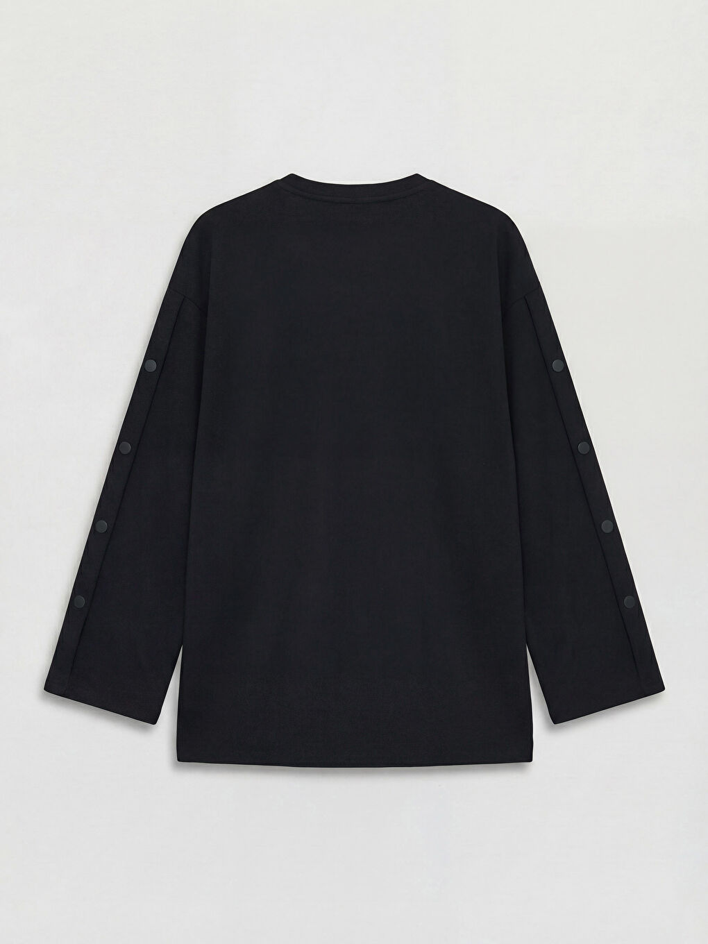 Siyah Bisiklet Yaka Kadın Sweatshirt Tunik-1