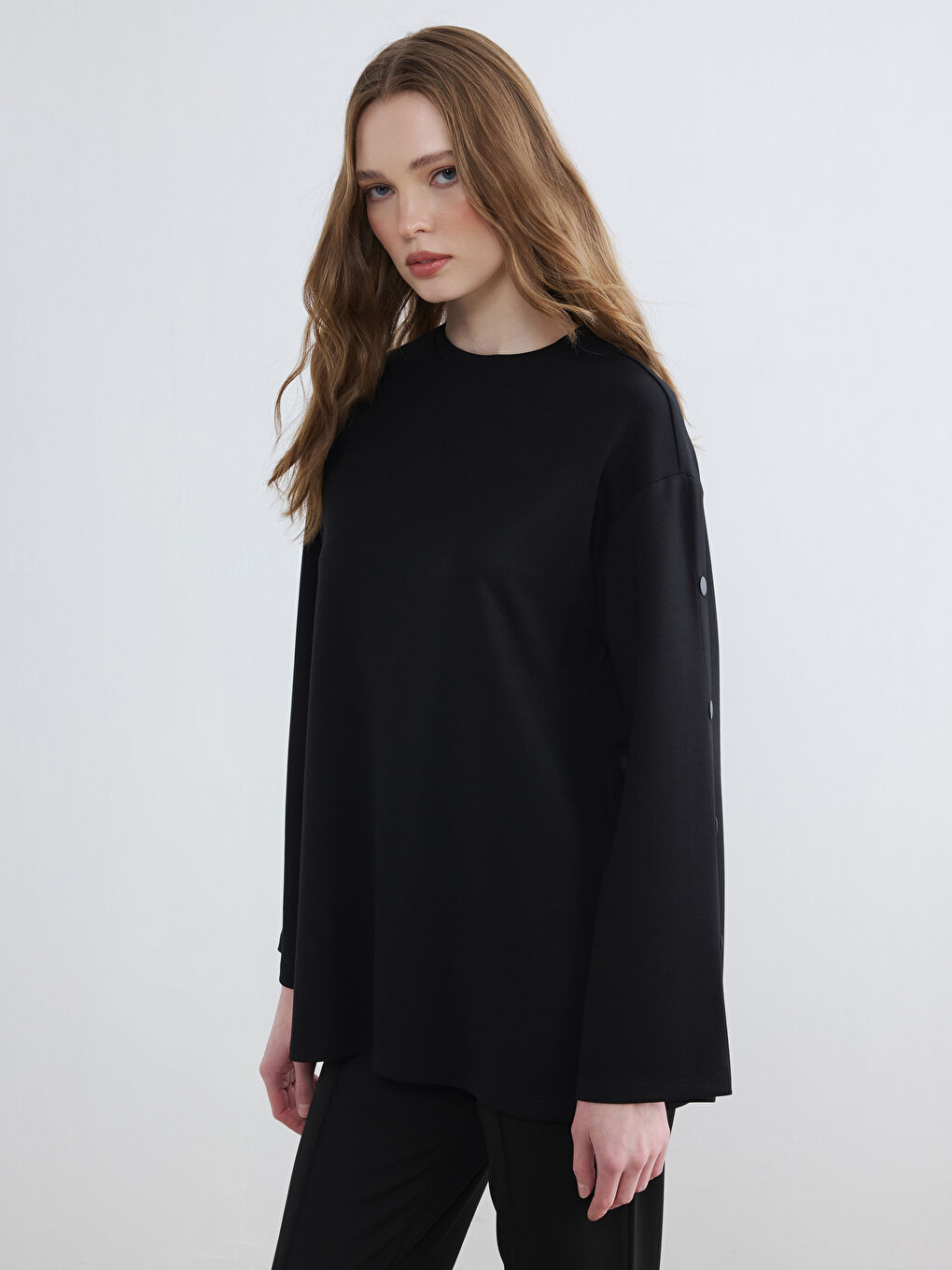 Crew Neck Women's Sweatshirt Tunic