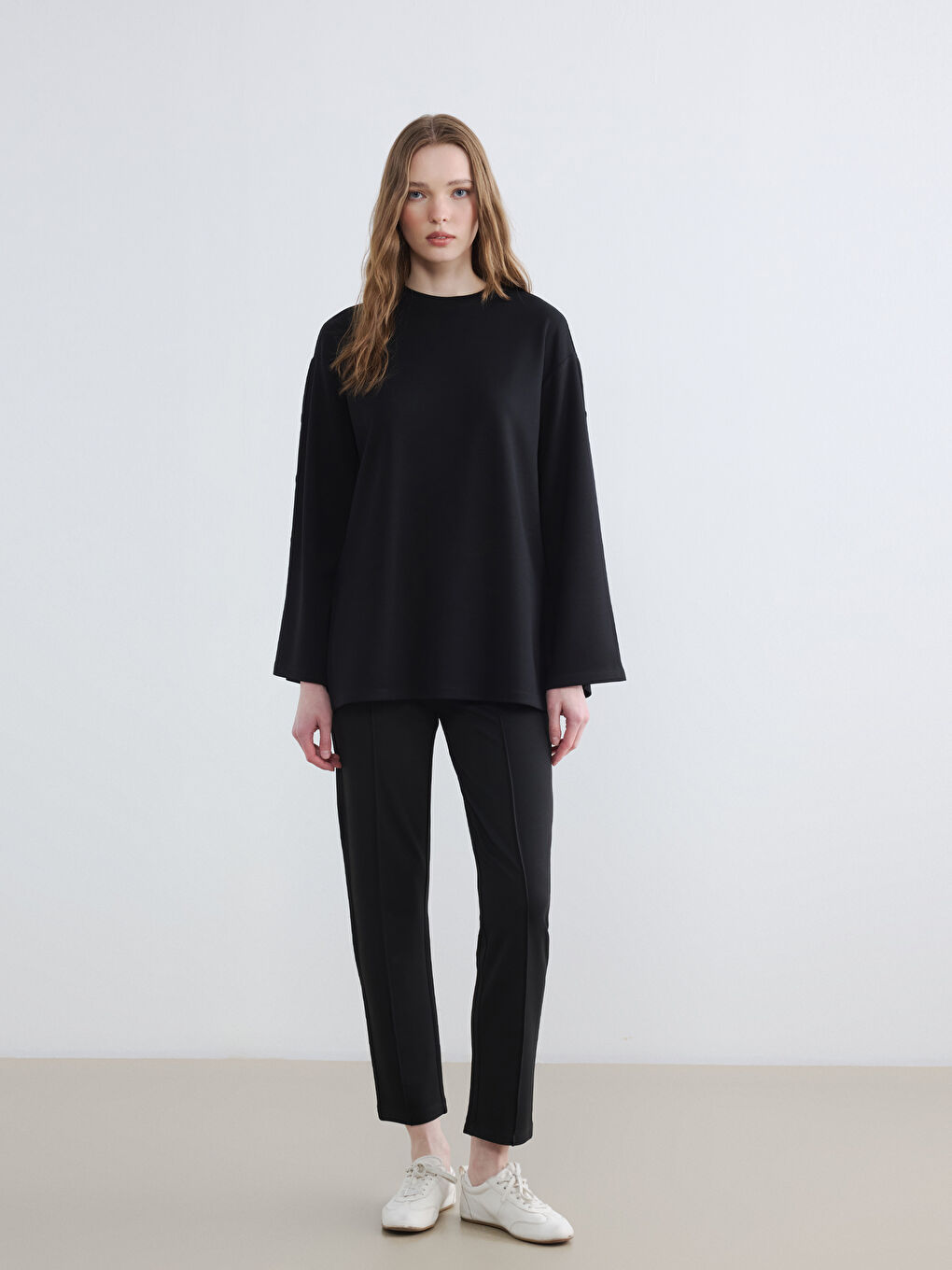 Crew Neck Women's Sweatshirt Tunic-1