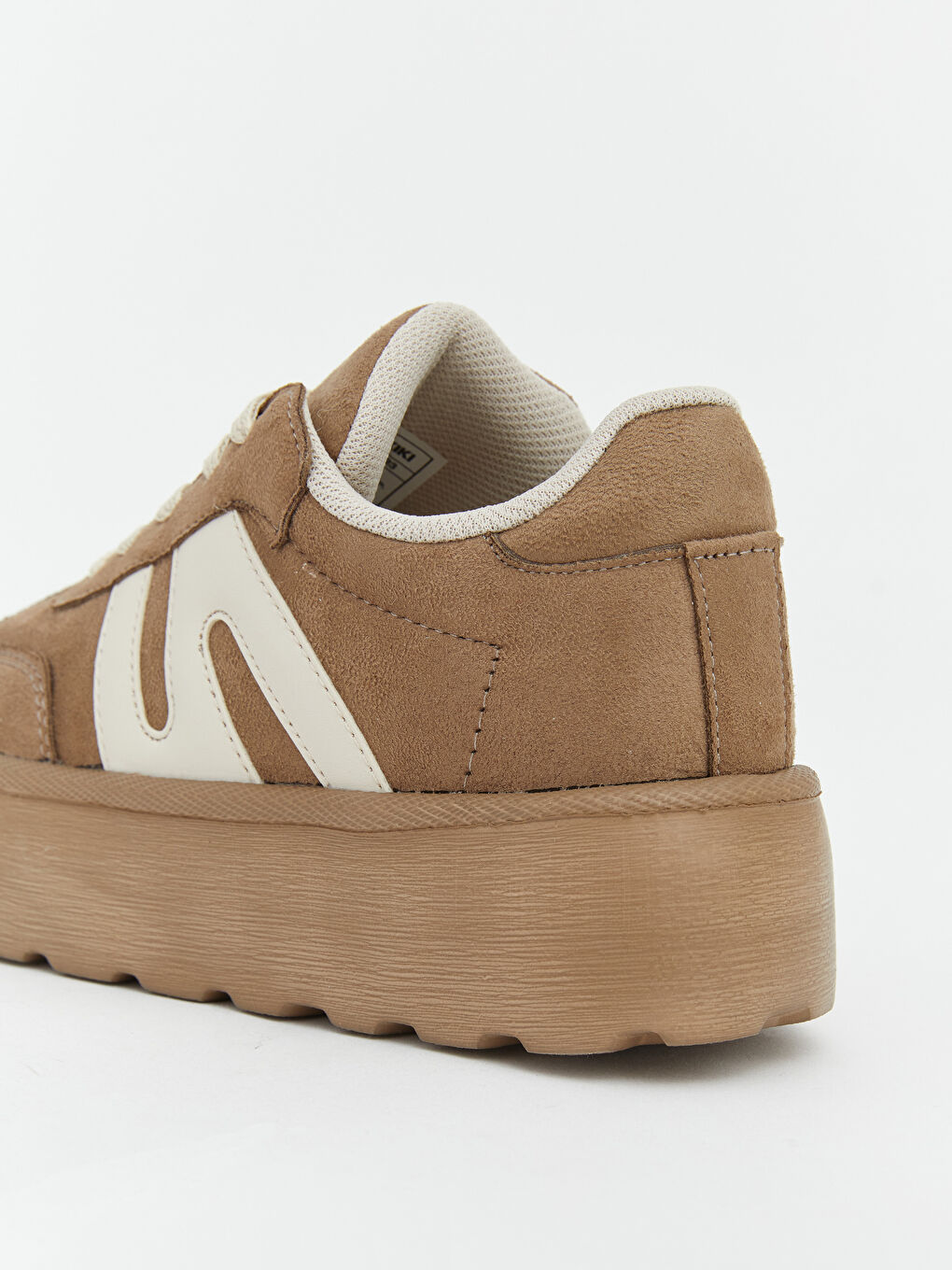 Kahverengi Süet Görünümlü Kalın Tabanlı Kadın Spor Ayakkabı-3
