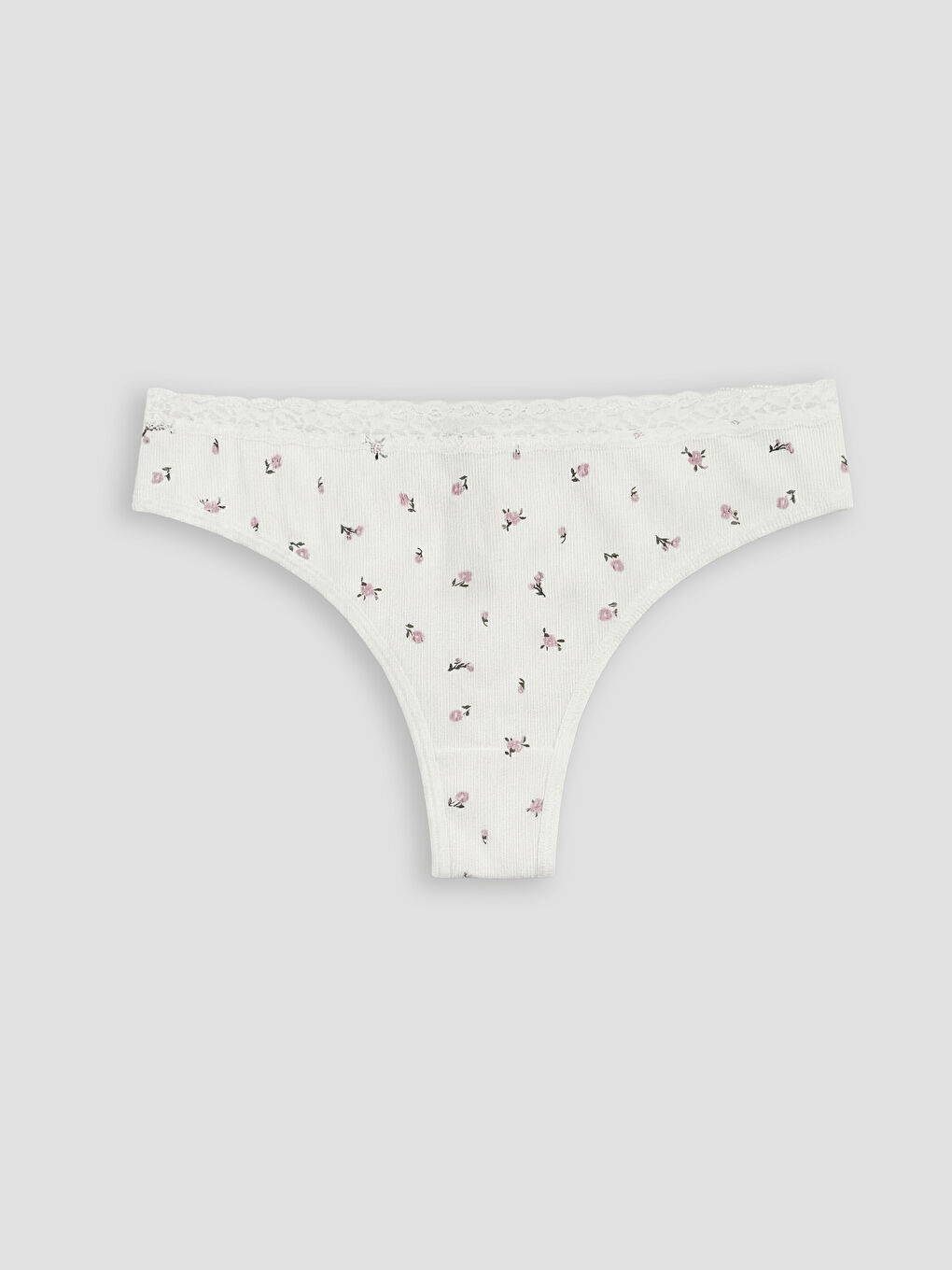 Ekru Dantel Detaylı Brazilian Külot 2'li-1