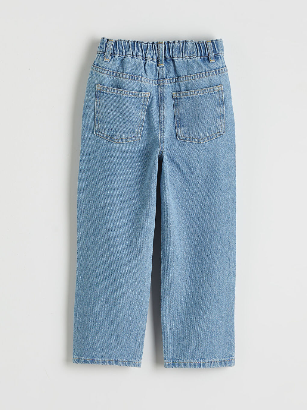 Mavi Beli Ayarlanabilir Lastikli Kız Çocuk Jean Pantolon	-1