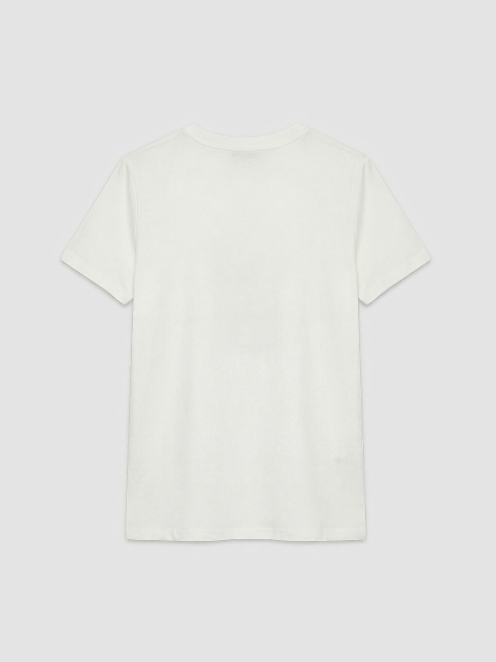 Beyaz Bisiklet Yaka Baskılı Kadın Tişört-1