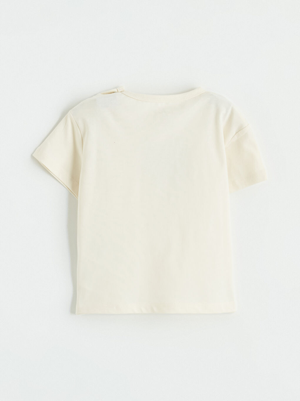 Ekru Bisiklet Yaka Nakışlı Erkek Bebek Tişört-1