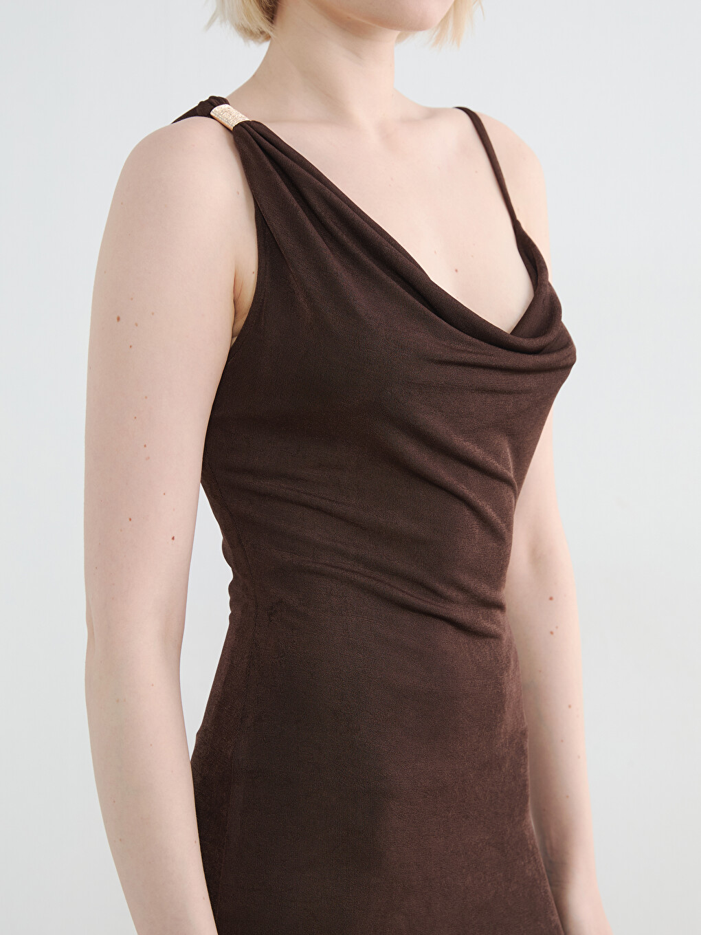 Cowl Neck Slit Bodycon Dress-2