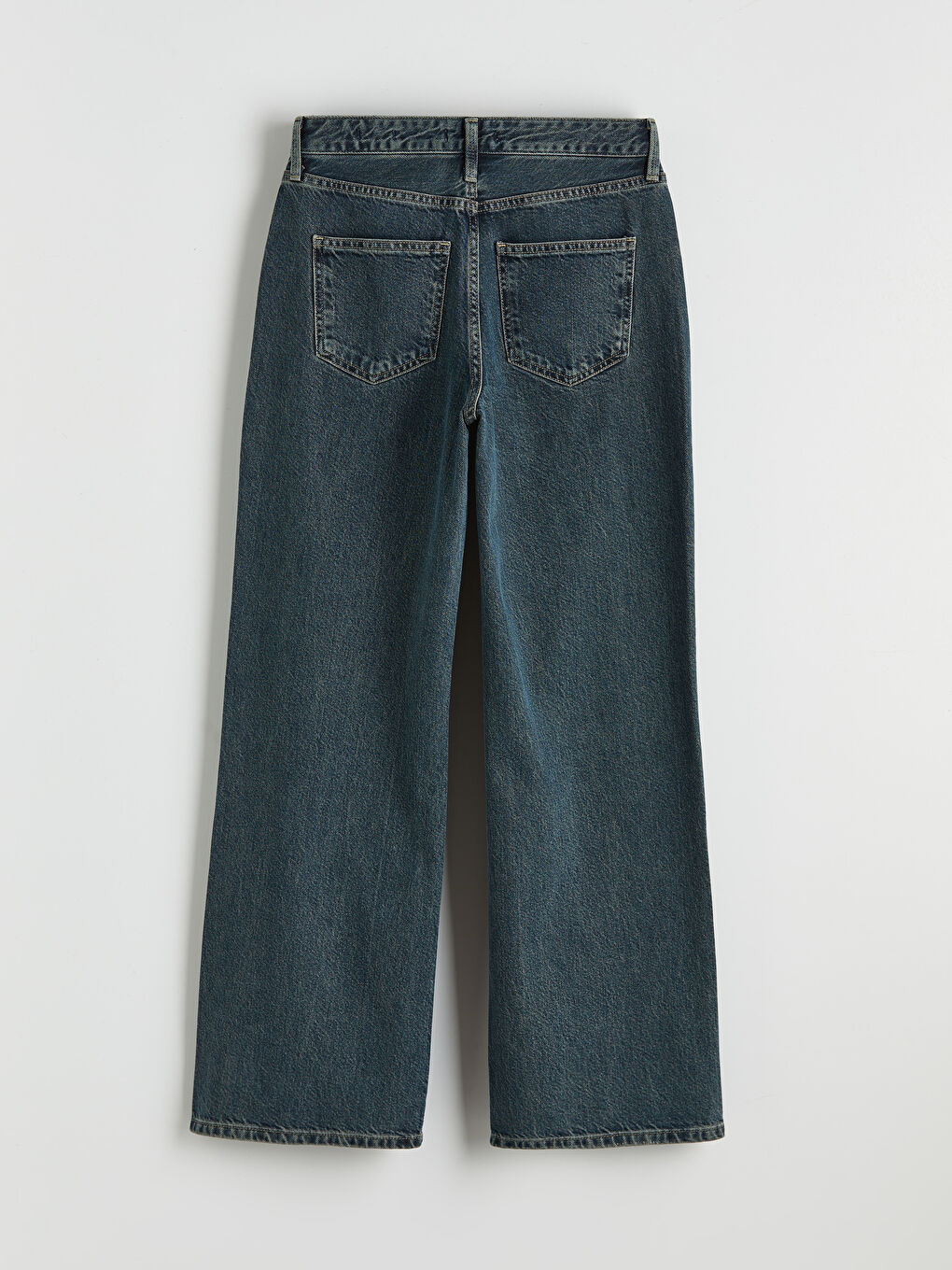 İndigo Yüksek Bel Wideleg Kadın Jean Pantolon-1
