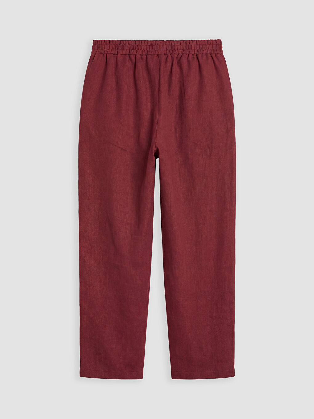 Bordo Beli Lastikli Havuç Kesim Kadın Keten Pantolon-1