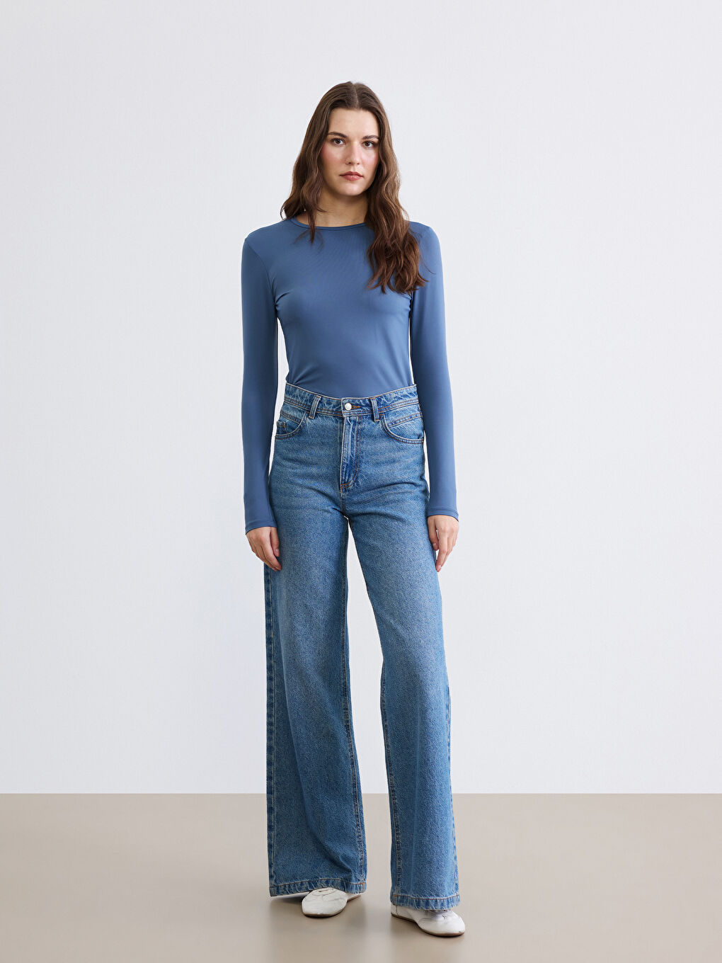 İndigo Bisiklet Yaka Kadın Body-1