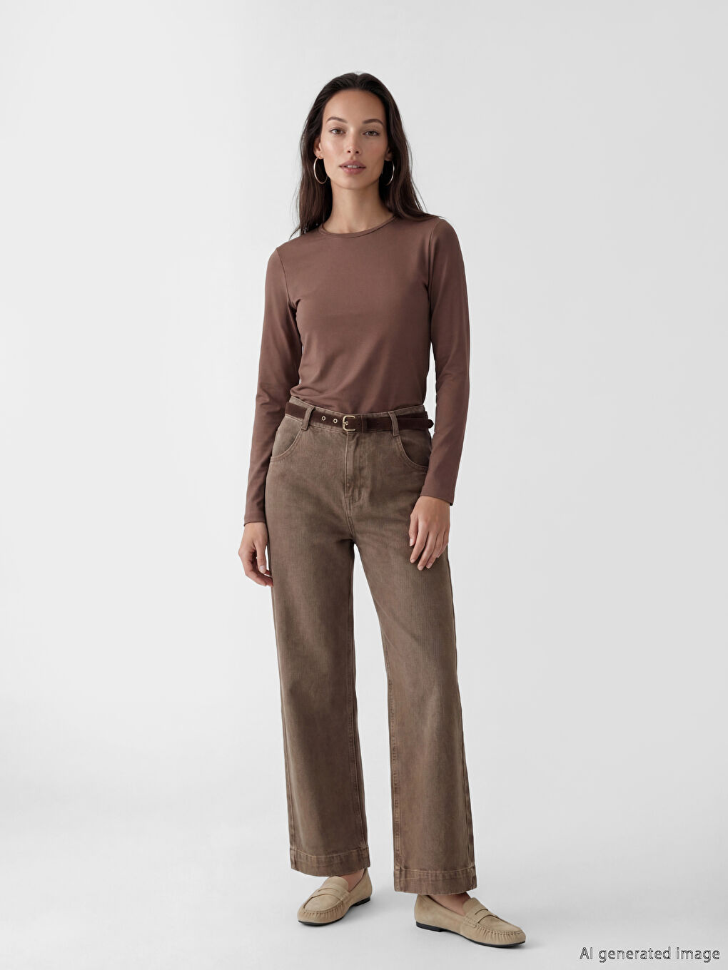 Kahverengi Bisiklet Yaka Kadın Body-1