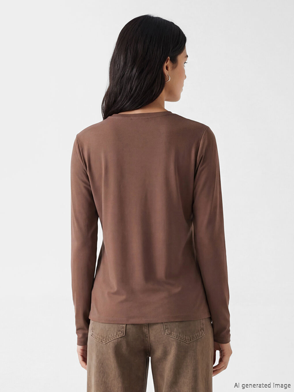 Kahverengi Bisiklet Yaka Kadın Body-2