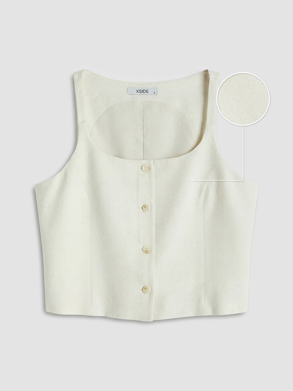 Square Neck Linen Blend Women's Waistcoat-4