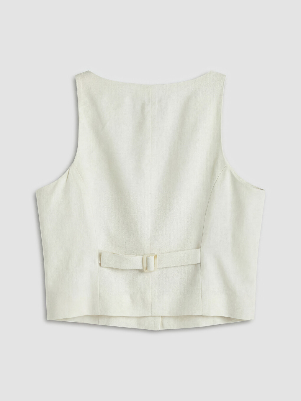 Square Neck Linen Blend Women's Waistcoat-5
